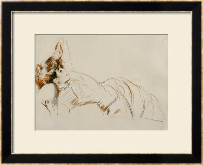 An Elegant Lady Reclining by Paul-Cesar Helleu Pricing Limited Edition Print image
