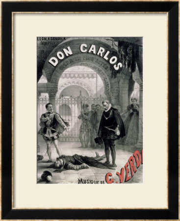Poster Advertising Don Carlos, Opera By Giuseppe Verdi (1816-1901) Engraved By Telory by Alphonse Marie De Neuville Pricing Limited Edition Print image