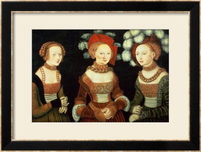 Three Princesses Of Saxony, Sibylla (1515-92), Emilia (1516-91) And Sidonia (1518-75) by Lucas Cranach The Elder Pricing Limited Edition Print image