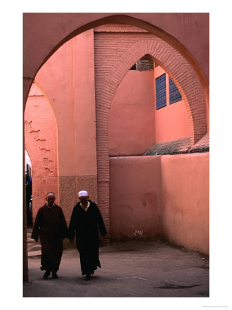 Two Men Walking Along A Covered Street In The Medina, Marrakesh, Morocco by John Elk Iii Pricing Limited Edition Print image