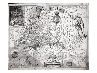 Virginia Discovered By Capt. J. Smith, 1612, English And Indian Names, Cross At Each Point Reached by W. Hole Pricing Limited Edition Print image