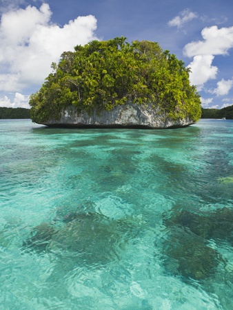 Small Island In Palau, Micronesia Note The Wave Eroded Base Of The Island by Reinhard Dirscherl Pricing Limited Edition Print image