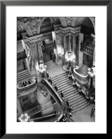 Guards Lining The Grand Staircase At The Victory Ball Held At The Paris Opera House by David Scherman Pricing Limited Edition Print image