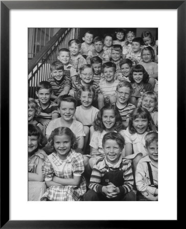 Elementary School Children Sitting On Their School Steps by Nina Leen Pricing Limited Edition Print image