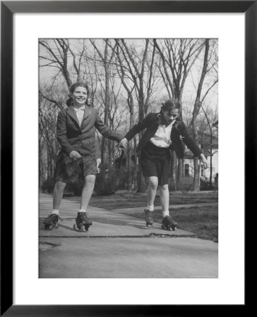Typical 10 Year Old Girls Known As Pigtailers Roller Skating by Frank Scherschel Pricing Limited Edition Print image