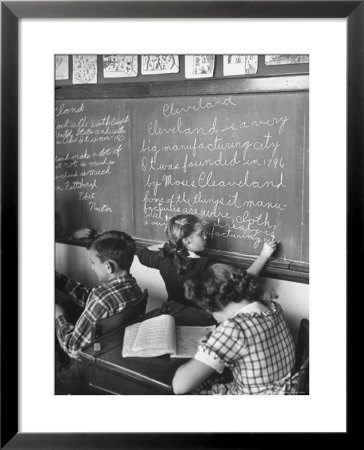 Suzy Creech, Typical Girl Known As A Pigtailer In Classroom, 5Th Grade, Writing On The Board by Frank Scherschel Pricing Limited Edition Print image
