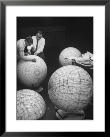 Scientists Studying Moon Phases On Models In Preparation For Us Manned Flight To Moon by Fritz Goro Pricing Limited Edition Print image