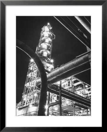 View Of An Unidentified Refinery By Night by Andreas Feininger Pricing Limited Edition Print image
