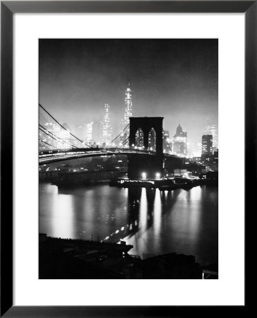 Night View Of Nyc And The Brooklyn Bridge by Andreas Feininger Pricing Limited Edition Print image
