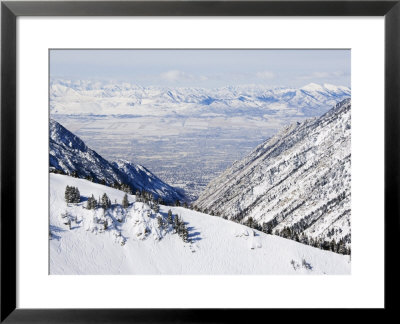 Salt Lake Valley And Fresh Powder Tracks At Alta, Alta Ski Resort, Salt Lake City, Utah, Usa by Kober Christian Pricing Limited Edition Print image