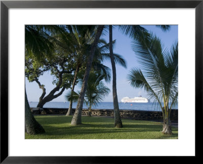 Beach With Cruise Ship Off Shore, Kailua-Kona, Island Of Hawaii (Big Island), Usa by Ethel Davies Pricing Limited Edition Print image