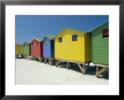 Brightly Painted Beach Bathing Huts At False Bay, Muizenburg, Cape Town, South Africa by Gavin Hellier Pricing Limited Edition Print image