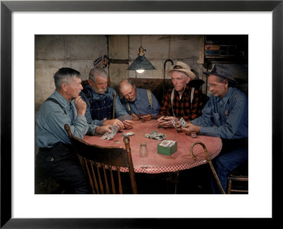 Old Gold Miners Play A Game Of Poker At Twilight, Volcano Grocery Store, Volcano, California, 1948 by Herbert Gehr Pricing Limited Edition Print image