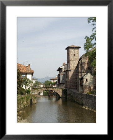 Church Of Our Lady On Right Of Old Bridge, St. Jean Pied De Port, Basque Country, Aquitaine by R H Productions Pricing Limited Edition Print image