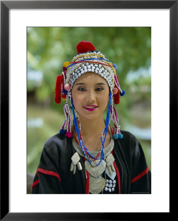 Portrait Of An Akha Hill Tribe Woman In Traditional Clothing, Mae Hong Son Province by Gavin Hellier Pricing Limited Edition Print image