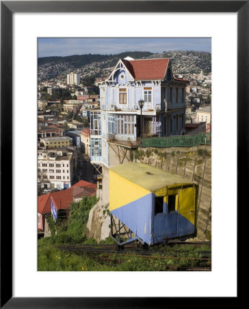 Ascensor Artilleria With City Buildings Beyond, Valparaiso, Valparaiso, Chile by Brent Winebrenner Pricing Limited Edition Print image