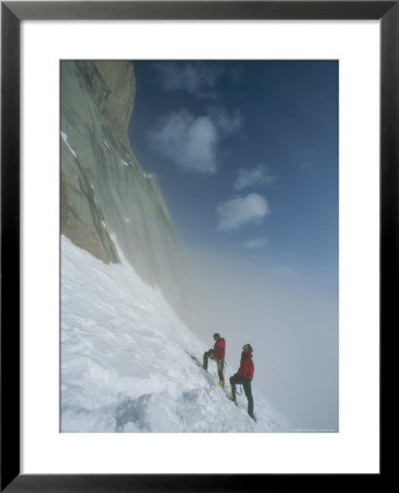 Climbers At Base Of Great Sail Peak, Above Fog In Stewart Valley by Gordon Wiltsie Pricing Limited Edition Print image