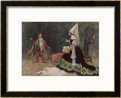 Rumpelstiltskin Visits The Baby He Hopes To Win by Warwick Goble Pricing Limited Edition Print image