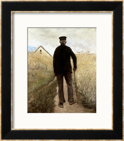 Old Man Walking In A Rye Field by Lauritz Ring Pricing Limited Edition Print image