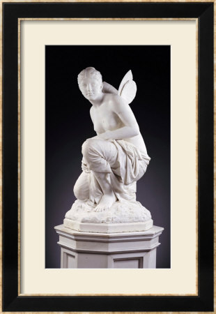 An American White Marble Figure Of Psyche, On Pedestal, Circa 1882 by William Couper Pricing Limited Edition Print image