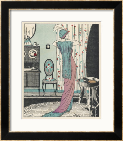 Back View Of A High Waisted Draped Gown With Train By Zimmerman by Louis Strimpl Pricing Limited Edition Print image