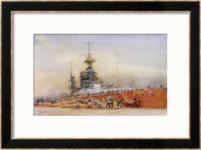After The Battle Of Jutland Hms Princess Royal Undergoes Repairs In A Dry Dock by William Lionel Wyllie Pricing Limited Edition Print image