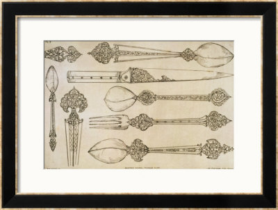 Persian Design For Everyday Silver Cutlery, From Art And Industry by Jean Francois Albanis De Beaumont Pricing Limited Edition Print image