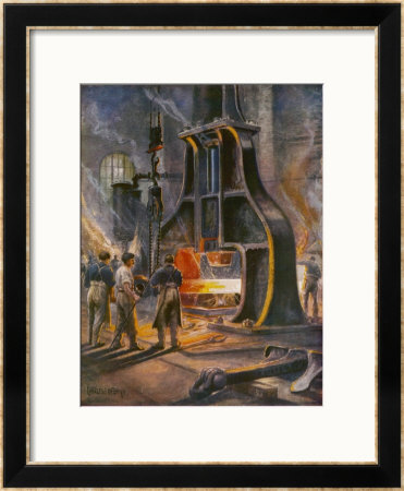 Steam Hammer At Work In A British Ironworks Making A Ship's Anchor by Charles J. De Lacy Pricing Limited Edition Print image