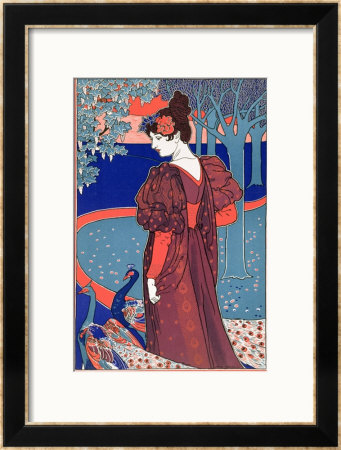 Woman With Peacocks, From L'estampe Moderne, Published Paris 1897-99 by Louis John Rhead Pricing Limited Edition Print image