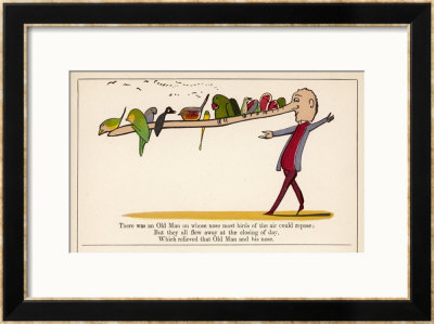 There Was An Old Man On Whose Nose Most Birds Of The Air Could Repose by Edward Lear Pricing Limited Edition Print image