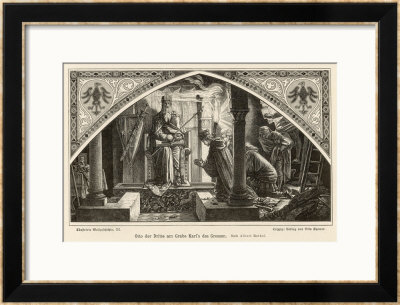 The Emperor Otto Iii Visits Charlemagne's Tomb At Aachen by Albert Rethel Pricing Limited Edition Print image