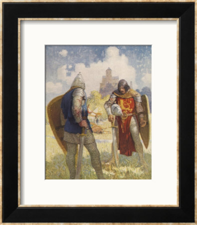 Sir Lancelot Challenges Sir Tarquin Who Has Imprisoned King Arthur's Knights by Newell Convers Wyeth Pricing Limited Edition Print image