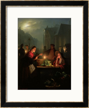 A Vegetable Stall At Night by Petrus Van Schendel Pricing Limited Edition Print image