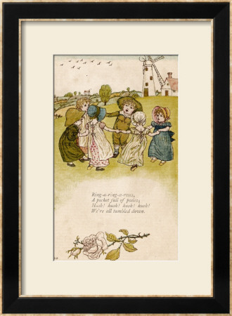 Six Children Dance In A Circle To Play Ring O' Roses by Kate Greenaway Pricing Limited Edition Print image