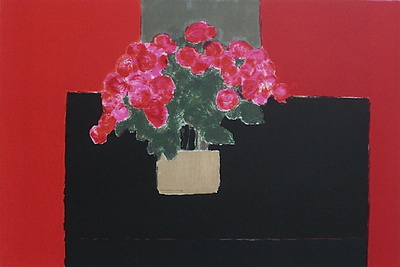 Begonia Rouge A La Table Noire by Bernard Cathelin Pricing Limited Edition Print image