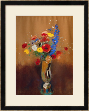 Bouquet Of Wild Flowers In A Vase With Long Neck, 1912, Gouache by Odilon Redon Pricing Limited Edition Print image