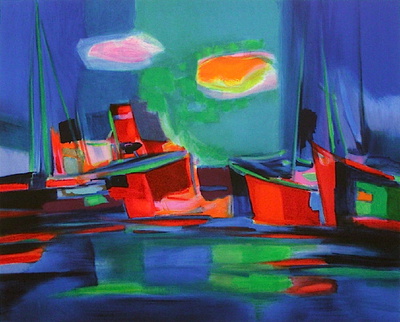Chalutiers Dans Le Port Ii by Marcel Mouly Pricing Limited Edition Print image