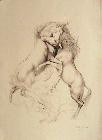 Combat De Chevaux by Akos Szabo Pricing Limited Edition Print image