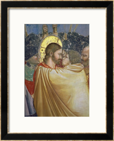 The Betrayal Of Christ, Detail Of The Kiss, Circa 1305 by Giotto Di Bondone Pricing Limited Edition Print image