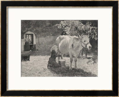 Milking A Cow On A French Farm by Ch De Billy Pricing Limited Edition Print image