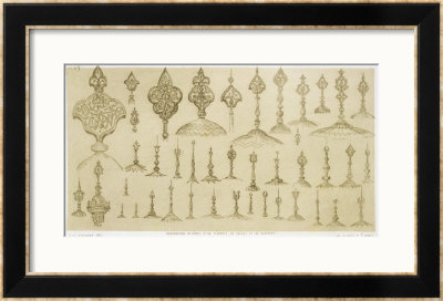 Ornamental Knobs Shaped As Domes And Minarets, From Art And Industry by Jean Francois Albanis De Beaumont Pricing Limited Edition Print image