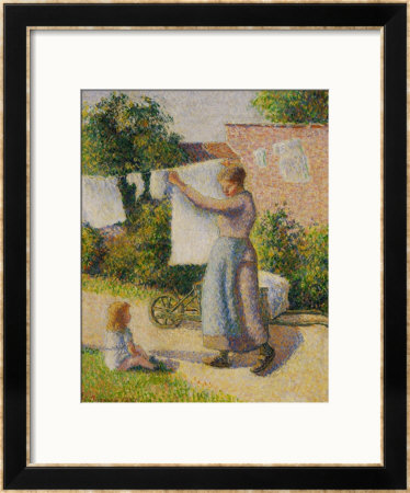 Woman Hanging Her Laundry, 1887 by Camille Pissarro Pricing Limited Edition Print image