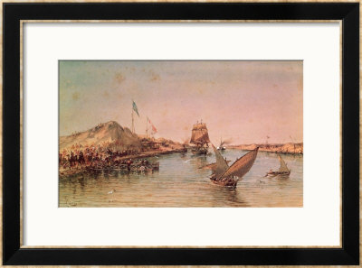 Shipping On Suez Canal, Fr.A Souvenir Album Commemorating The Voyage Of Empress Eugenie (1826-1920) by Edouard Riou Pricing Limited Edition Print image