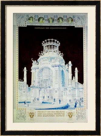 Academy Of Fine Arts, Vienna, Design For The Hall Of Honour (Coloured Pencil) by Otto Wagner Pricing Limited Edition Print image
