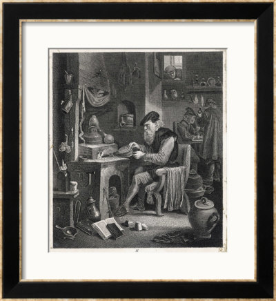 An Alchemist Obsessed With His Quest Works At His Furnace by David Teniers The Younger Pricing Limited Edition Print image
