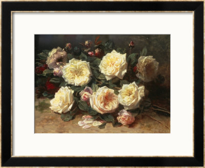 Pink And Yellow Roses by Jean Baptise Robie Pricing Limited Edition Print image