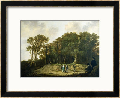 A Wooded Landscape With The Artist Sketching by Aelbert Cuyp Pricing Limited Edition Print image