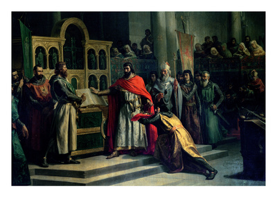 The Oath Of Santa Gadea, El Cid Campeador Extracts An Oath From Alfonso Vi, The King Of Castille by Marcos Hiraldez De Acosta Pricing Limited Edition Print image