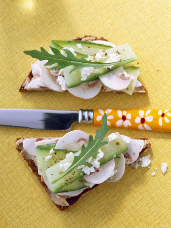 Wholemeal Bread With Mushrooms And Cucumber by Jorn Rynio Pricing Limited Edition Print image
