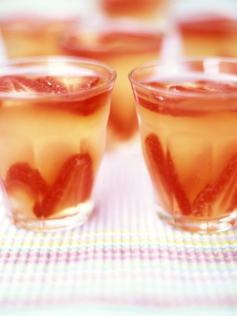 Strawberry And Champagne Jelly, Served In Glasses by David Loftus Pricing Limited Edition Print image